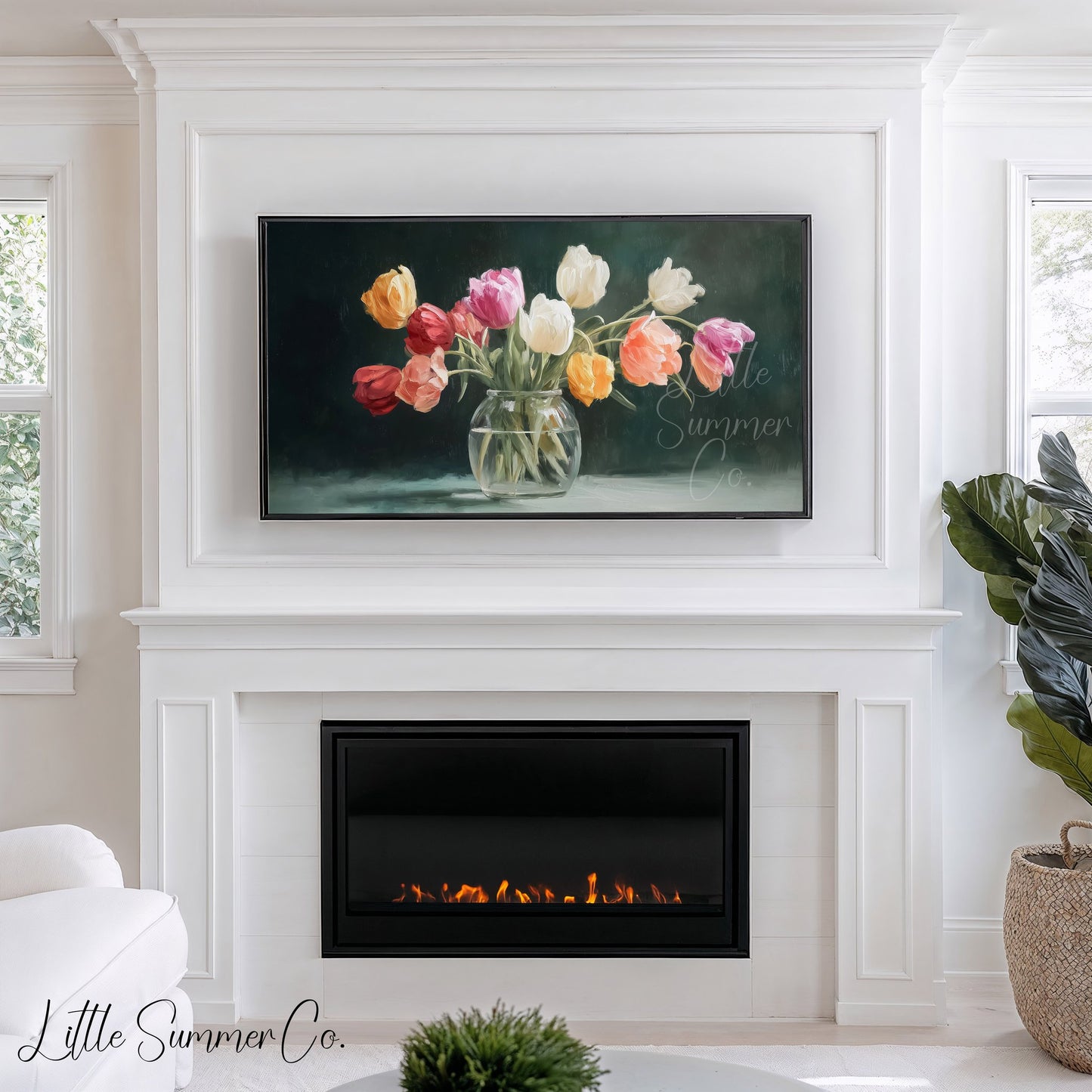 Tulip Vase Frame TV Art displayed on a TV