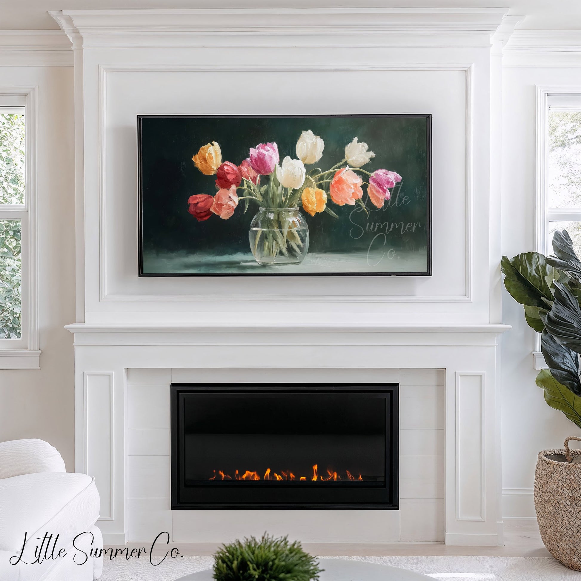 Tulip Vase Frame TV Art displayed on a TV