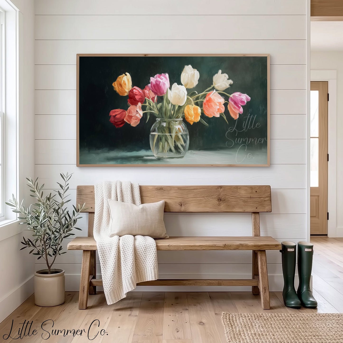 Tulip Vase Frame TV Art displayed on a TV