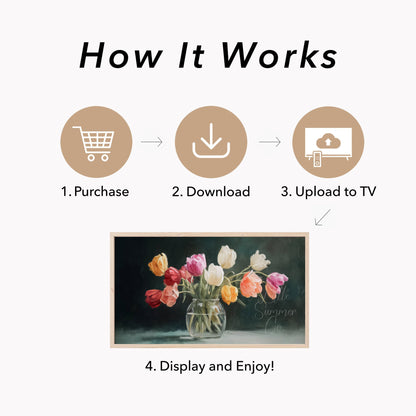 Tulip Vase Frame TV Art displayed on a TV