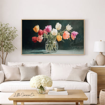 Tulip Vase Frame TV Art displayed on a TV