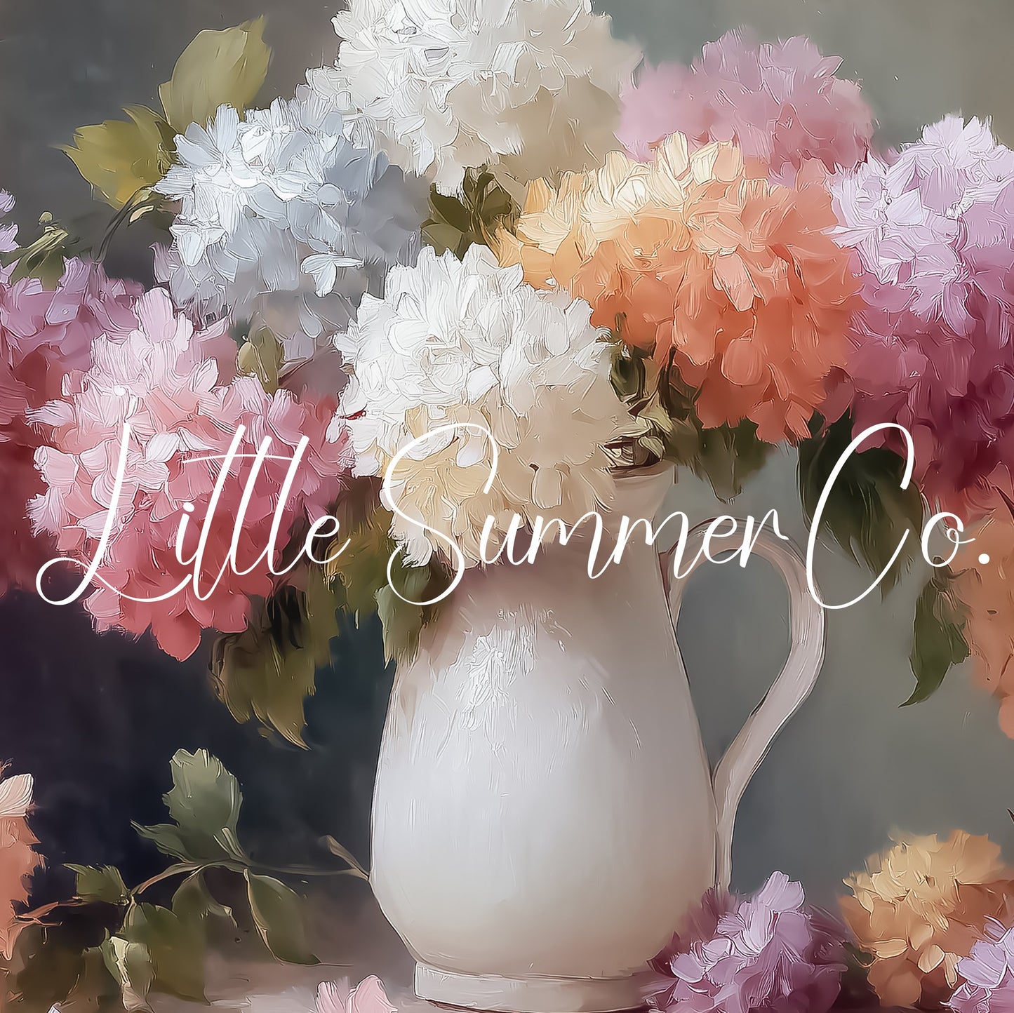 Hydrangea Pitcher Frame TV Art displayed on a TV
