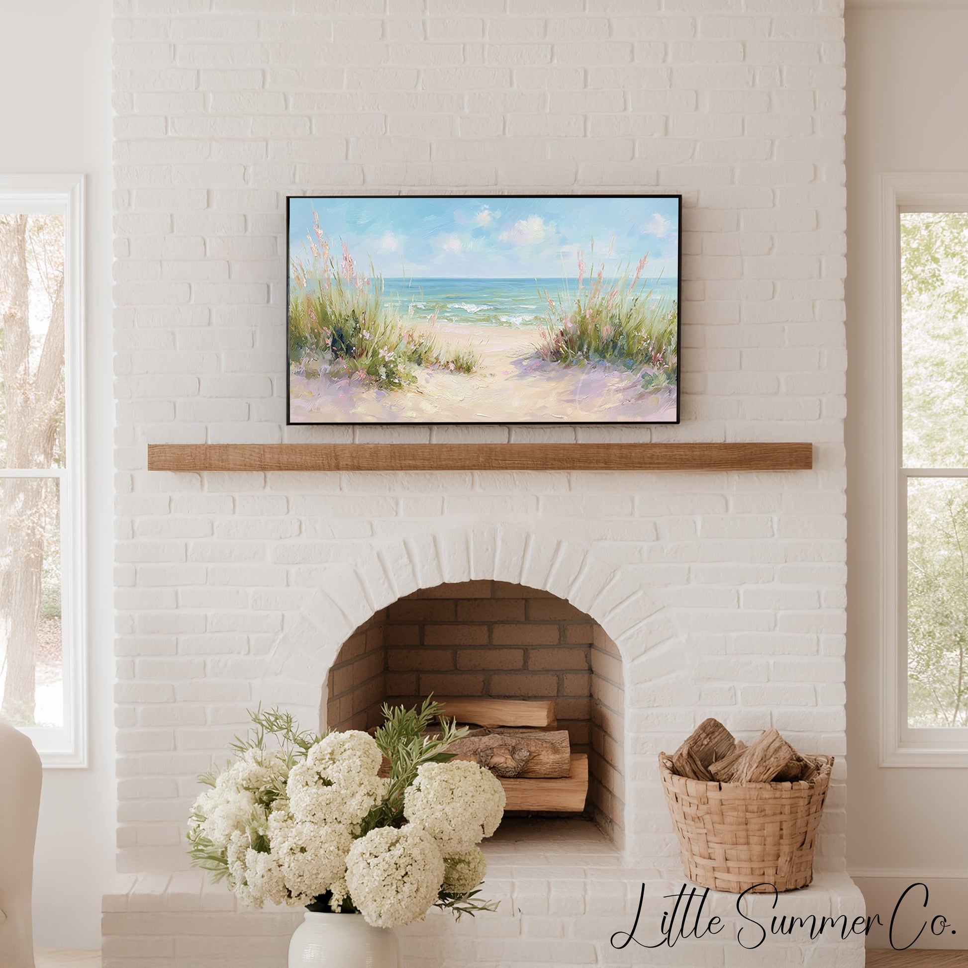 Sea Grass Beach Path Frame TV Art displayed on a TV