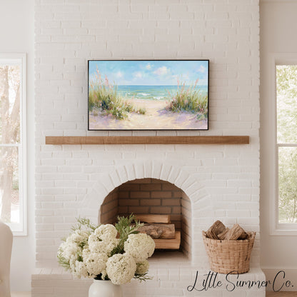 Sea Grass Beach Path Frame TV Art displayed on a TV
