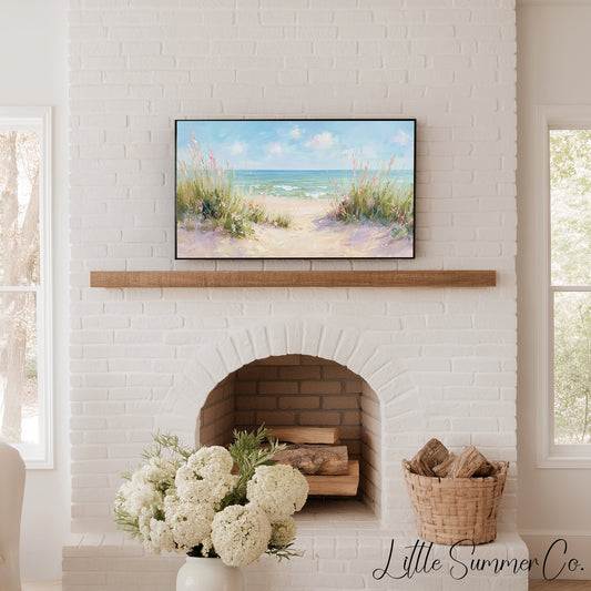Sea Grass Beach Path Frame TV Art displayed on a TV