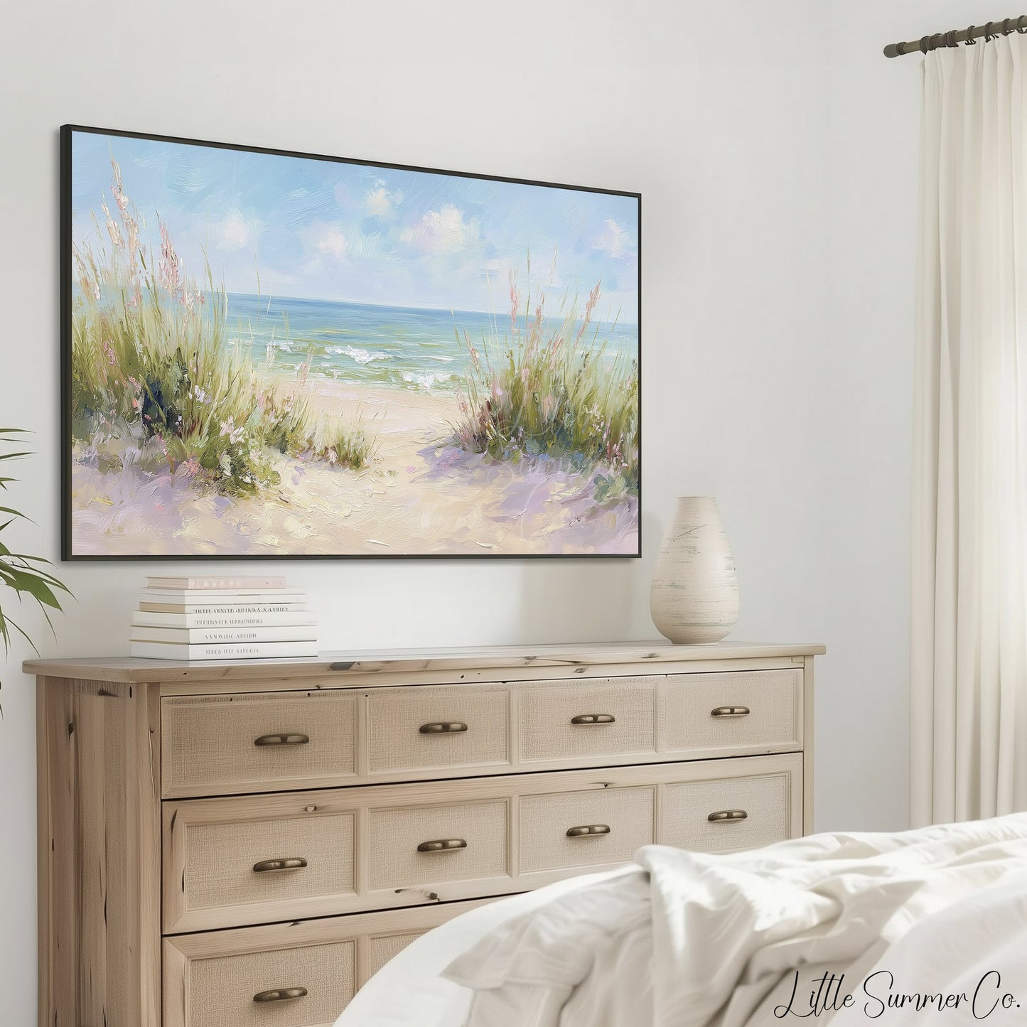 Sea Grass Beach Path Frame TV Art displayed on a TV