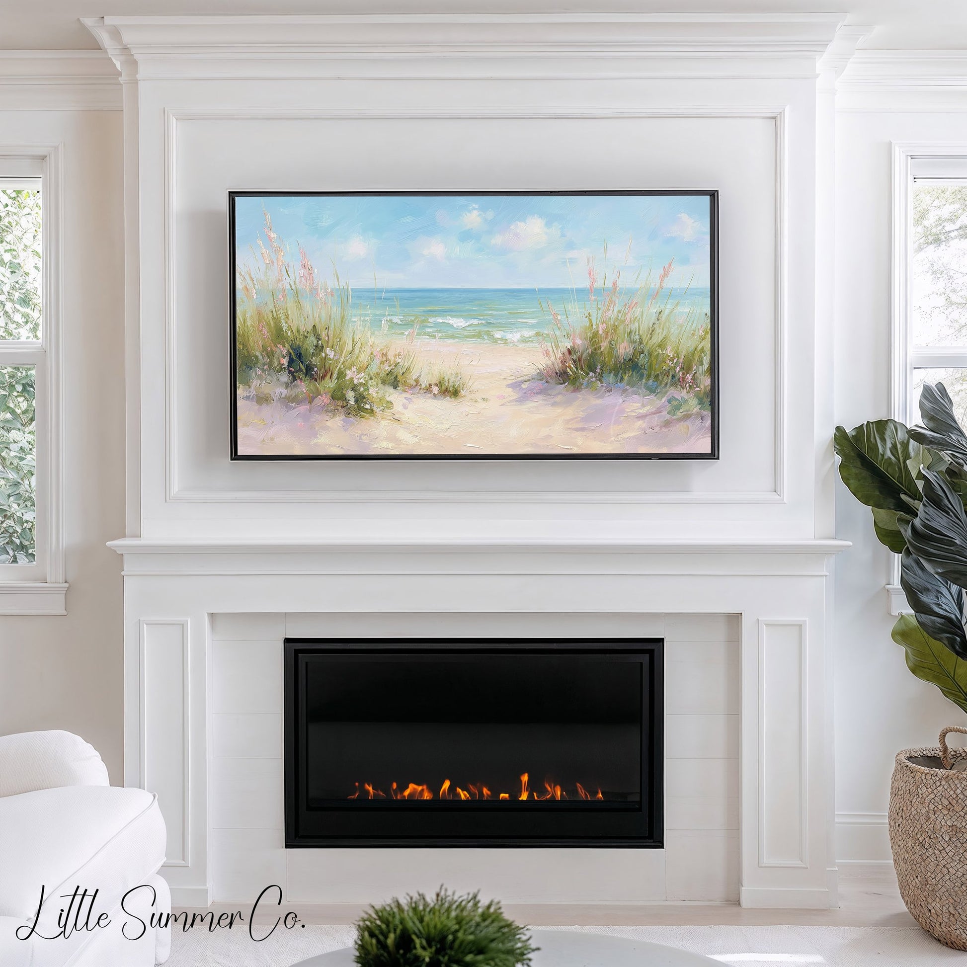 Sea Grass Beach Path Frame TV Art displayed on a TV