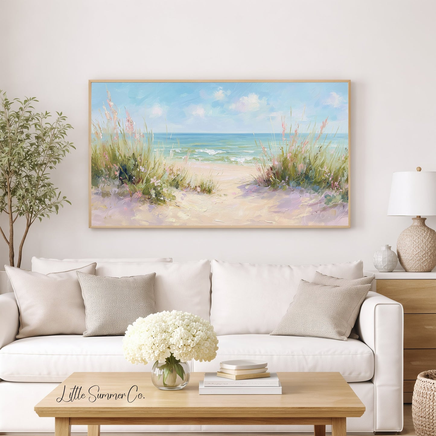 Sea Grass Beach Path Frame TV Art displayed on a TV