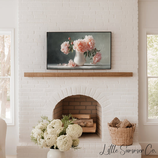 Pink Peonies Frame TV Art displayed on a TV