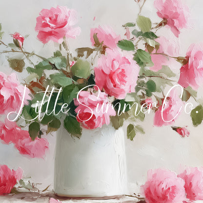 Pink Roses Frame TV Art displayed on a TV