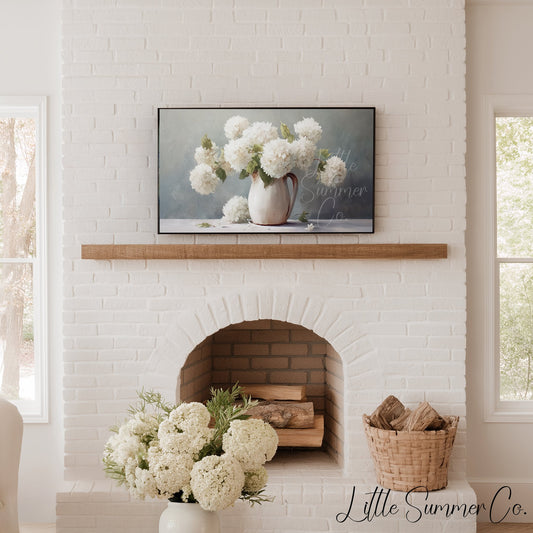 White Hydrangeas Frame TV Art displayed on a TV