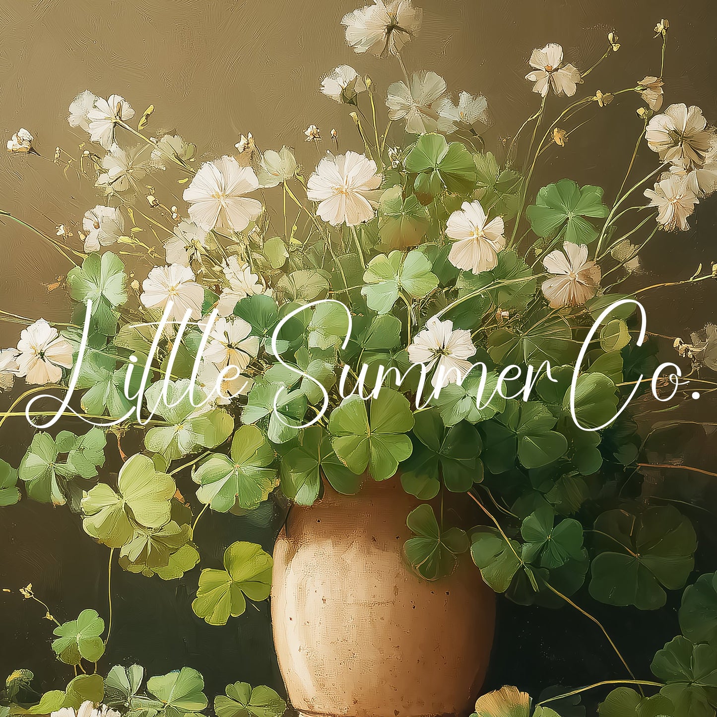 White Clover Bouquet in Vase Frame TV Art displayed on a TV