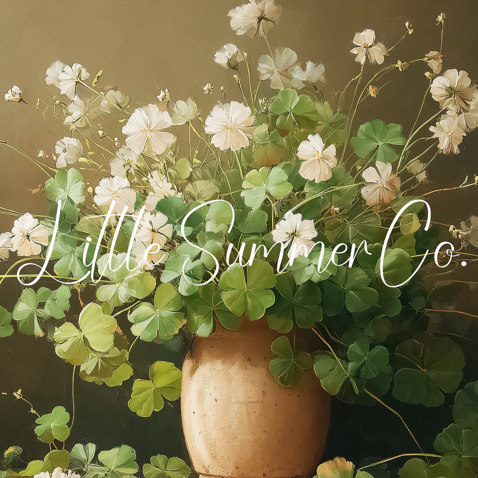 White Clover Bouquet in Vase Frame TV Art displayed on a TV