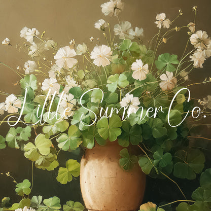 White Clover Bouquet in Vase Frame TV Art displayed on a TV