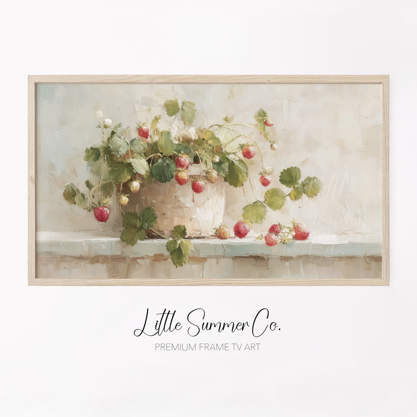 Strawberry Plant Frame TV Art displayed on a TV