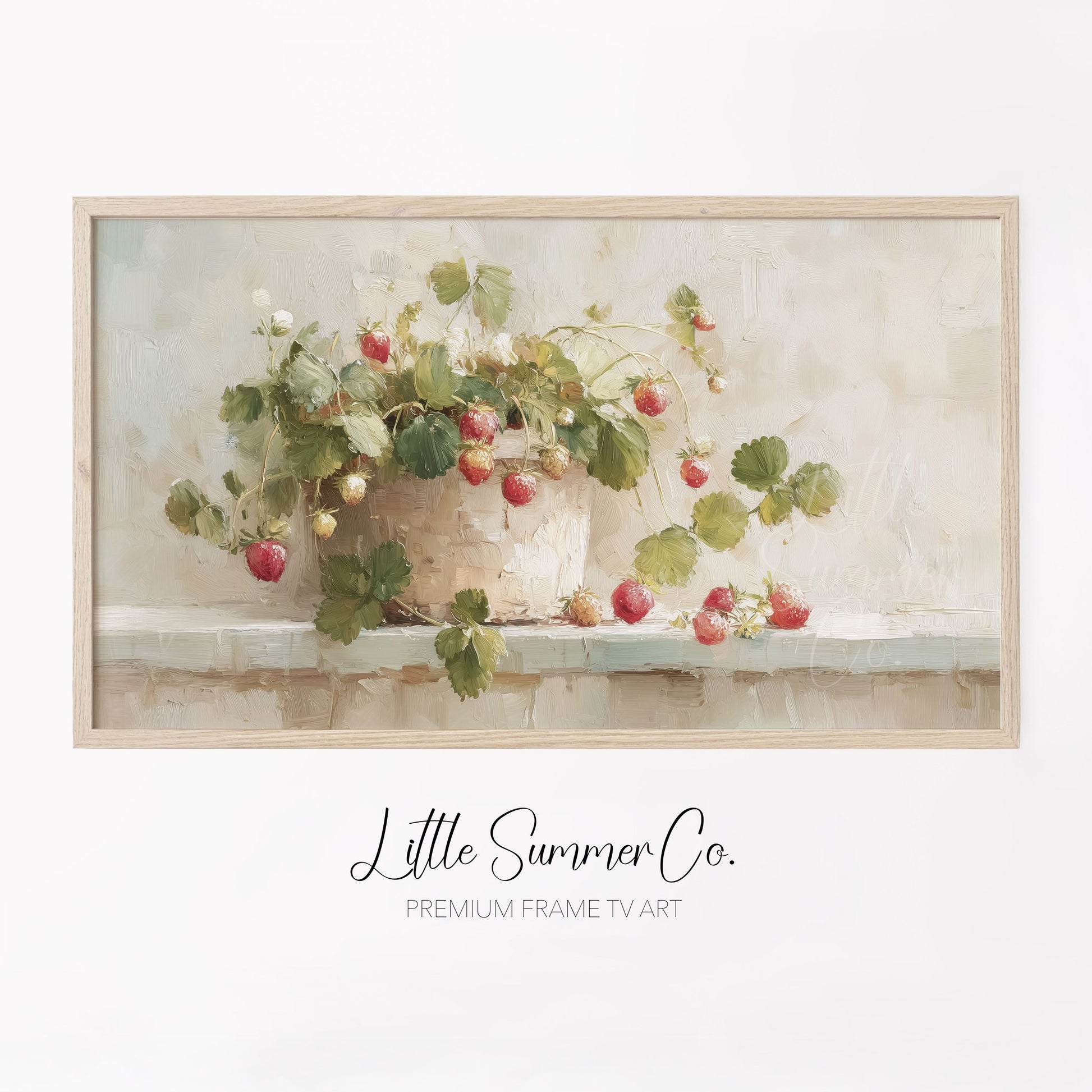 Strawberry Plant Frame TV Art displayed on a TV