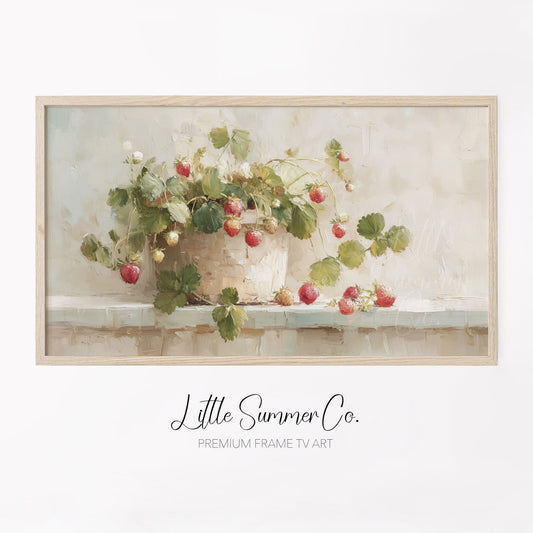 Strawberry Plant Frame TV Art displayed on a TV