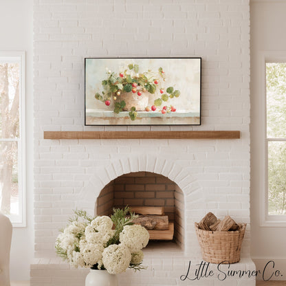 Strawberry Plant Frame TV Art displayed on a TV