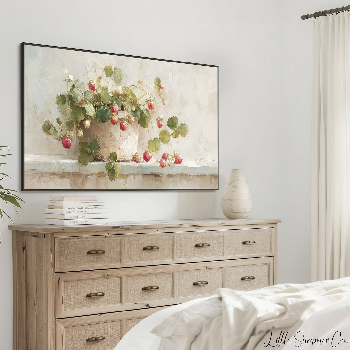 Strawberry Plant Frame TV Art displayed on a TV