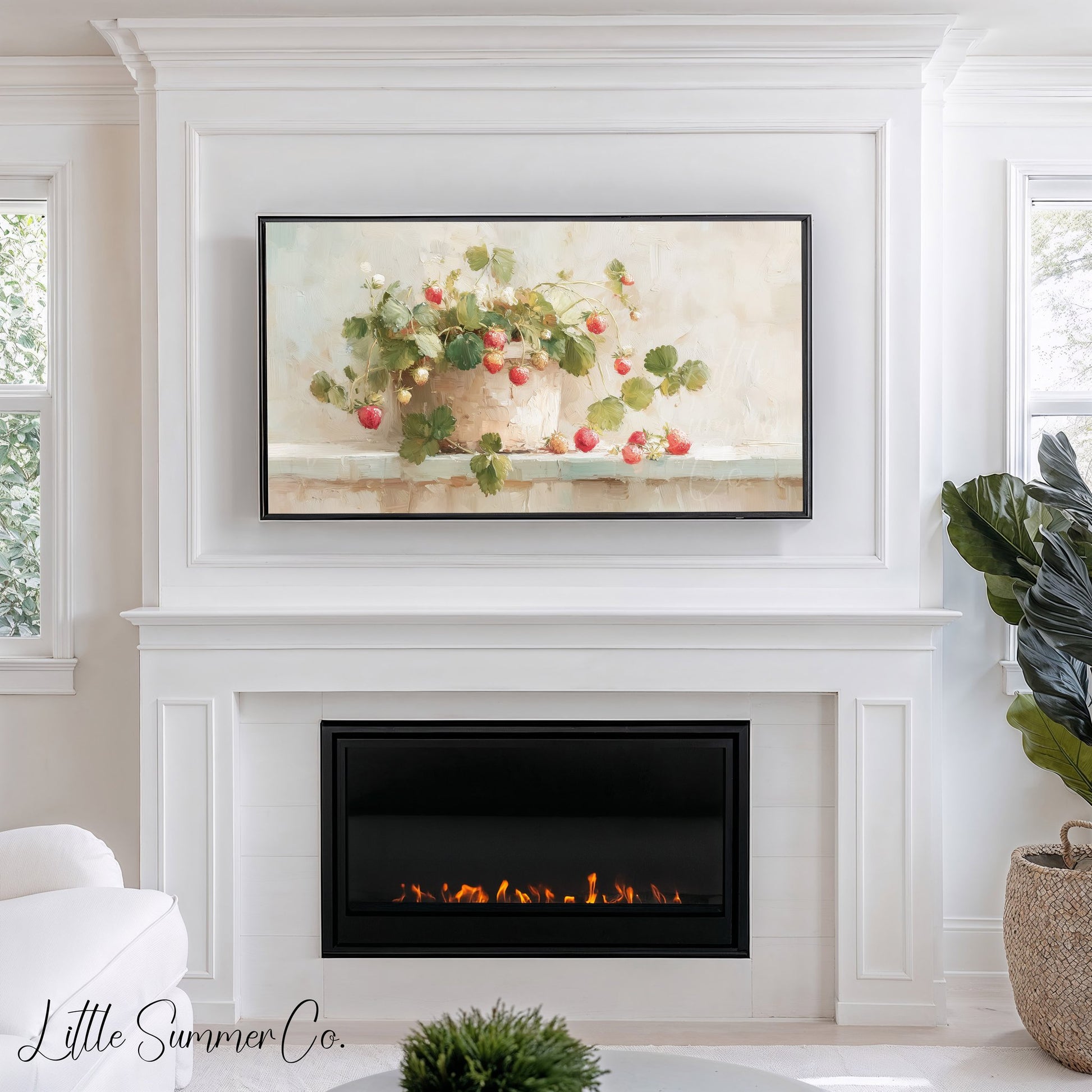 Strawberry Plant Frame TV Art displayed on a TV