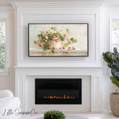 Strawberry Plant Frame TV Art displayed on a TV