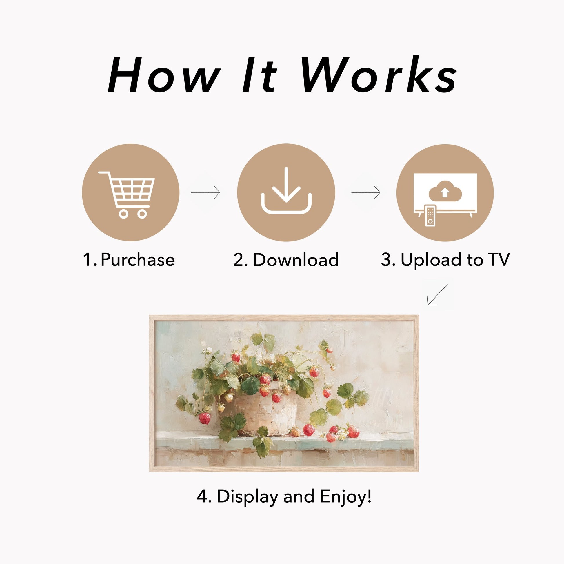 Strawberry Plant Frame TV Art displayed on a TV