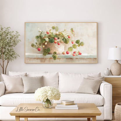 Strawberry Plant Frame TV Art displayed on a TV