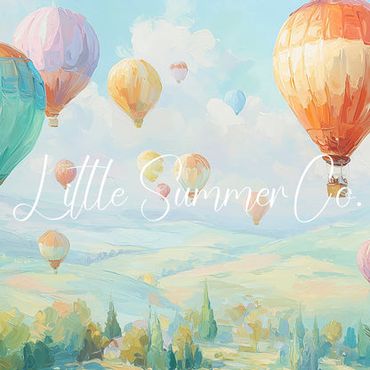Hot Air Balloons Over Hills Frame TV Art displayed on a TV