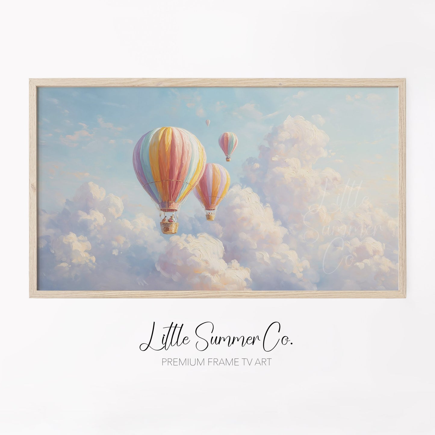 Rainbow Hot Air Balloons Frame TV Art displayed on a TV