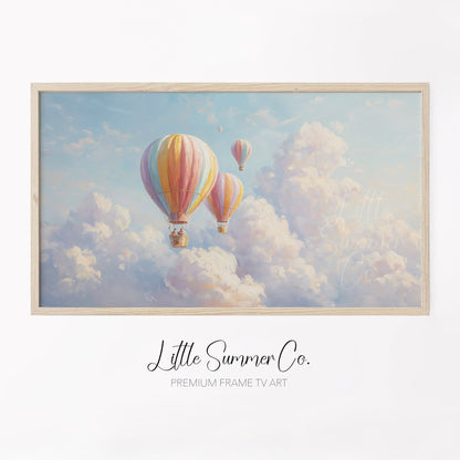 Rainbow Hot Air Balloons Frame TV Art displayed on a TV