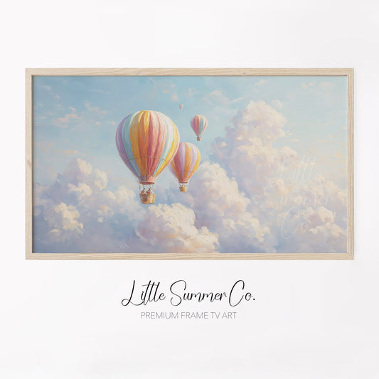 Rainbow Hot Air Balloons Frame TV Art displayed on a TV