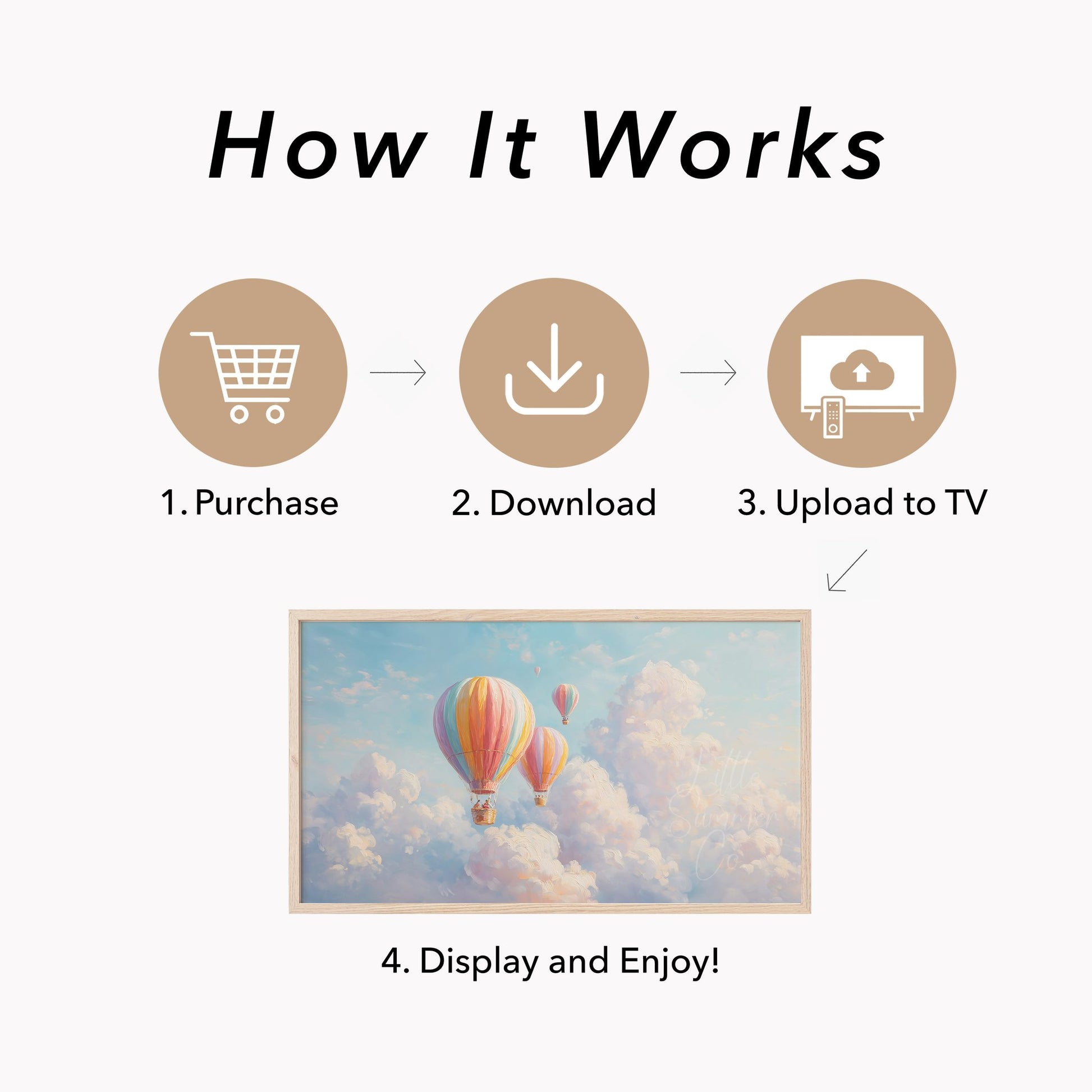 Rainbow Hot Air Balloons Frame TV Art displayed on a TV
