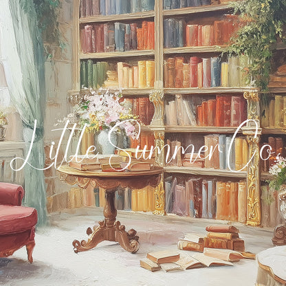 Cosy Library Books Frame TV Art displayed on a TV