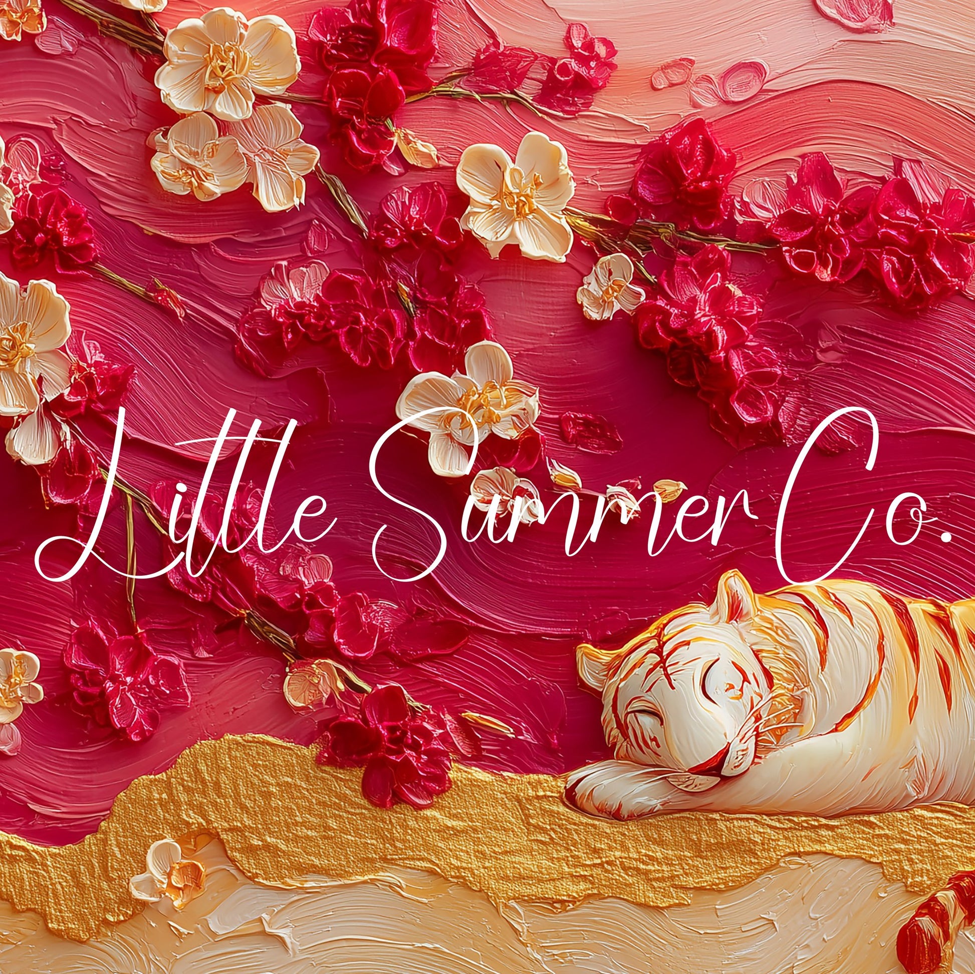 Tiger Under Cherry Blossom Frame TV Art displayed on a TV