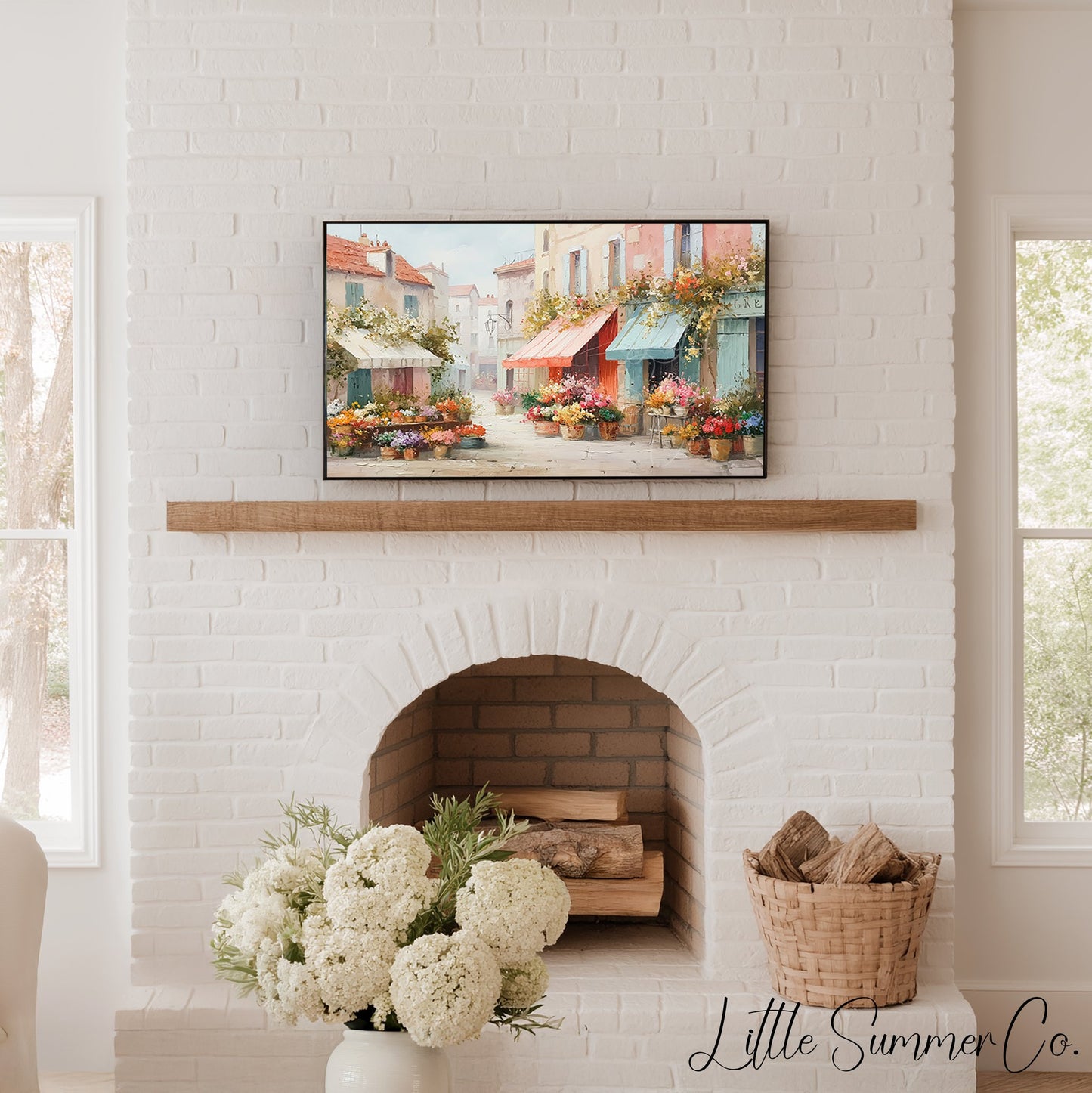 Flower Market Frame TV Art displayed on a TV