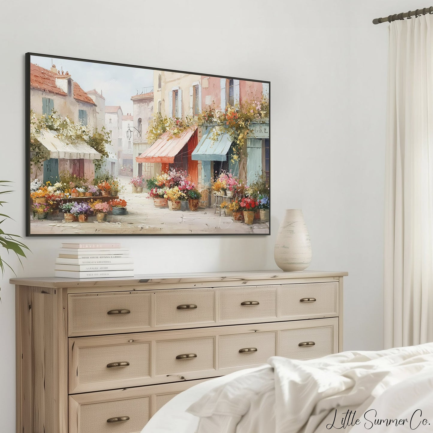 Flower Market Frame TV Art displayed on a TV