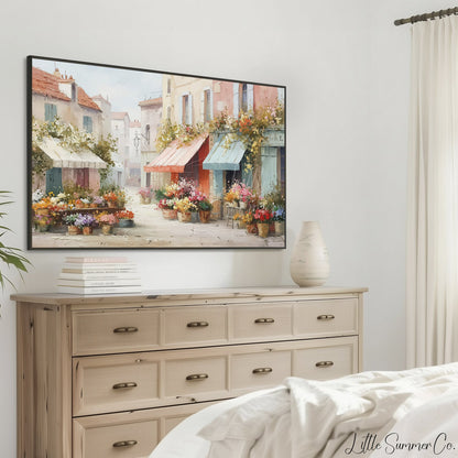 Flower Market Frame TV Art displayed on a TV