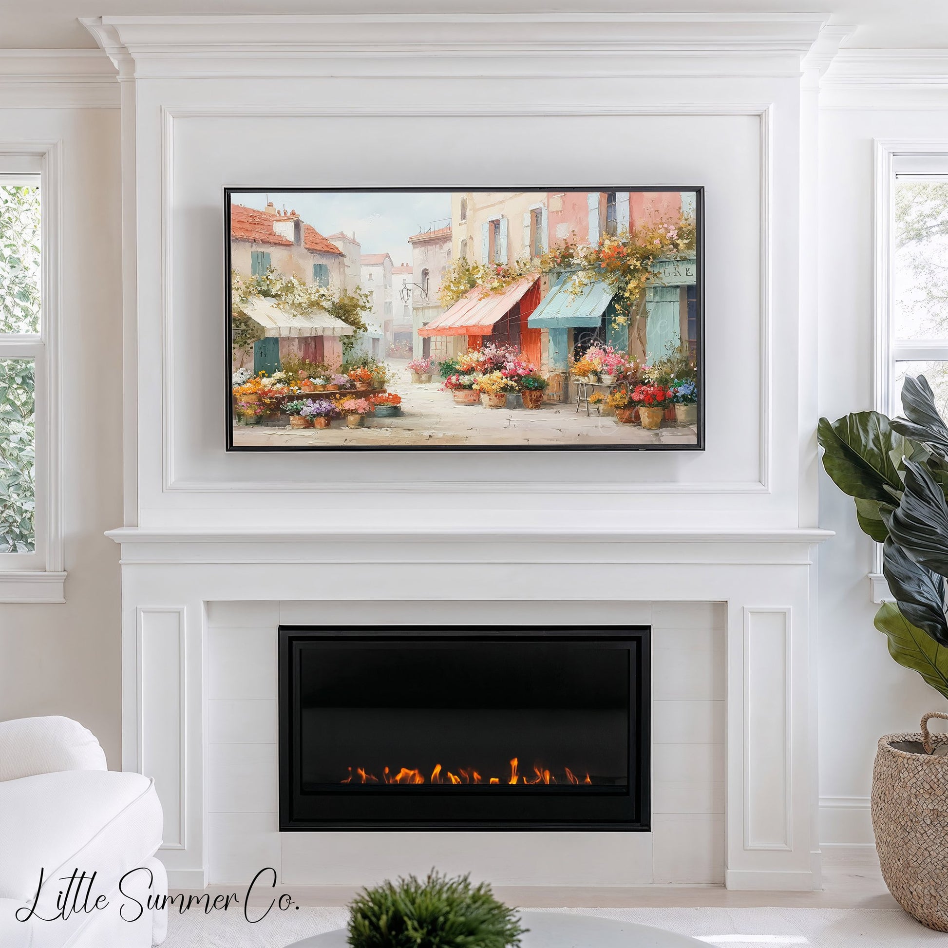 Flower Market Frame TV Art displayed on a TV