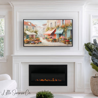 Flower Market Frame TV Art displayed on a TV