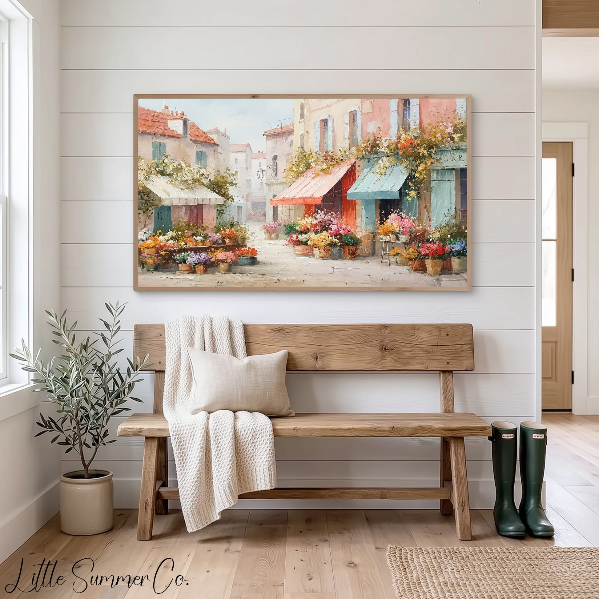 Flower Market Frame TV Art displayed on a TV