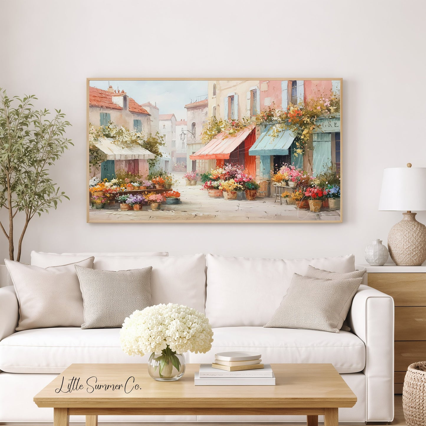Flower Market Frame TV Art displayed on a TV
