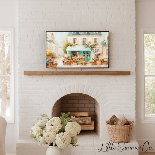 Flower Shop Frame TV Art displayed on a TV