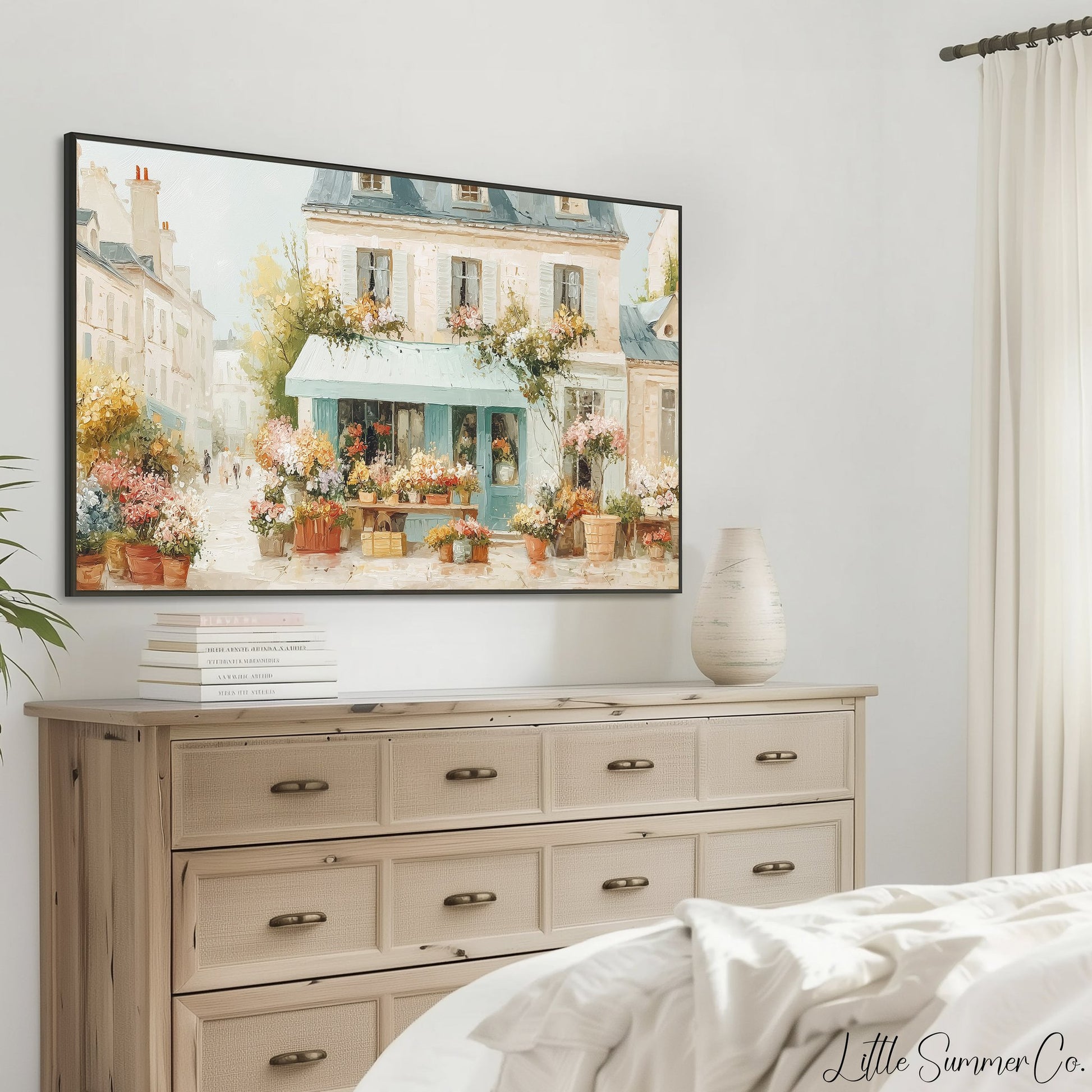 Flower Shop Frame TV Art displayed on a TV