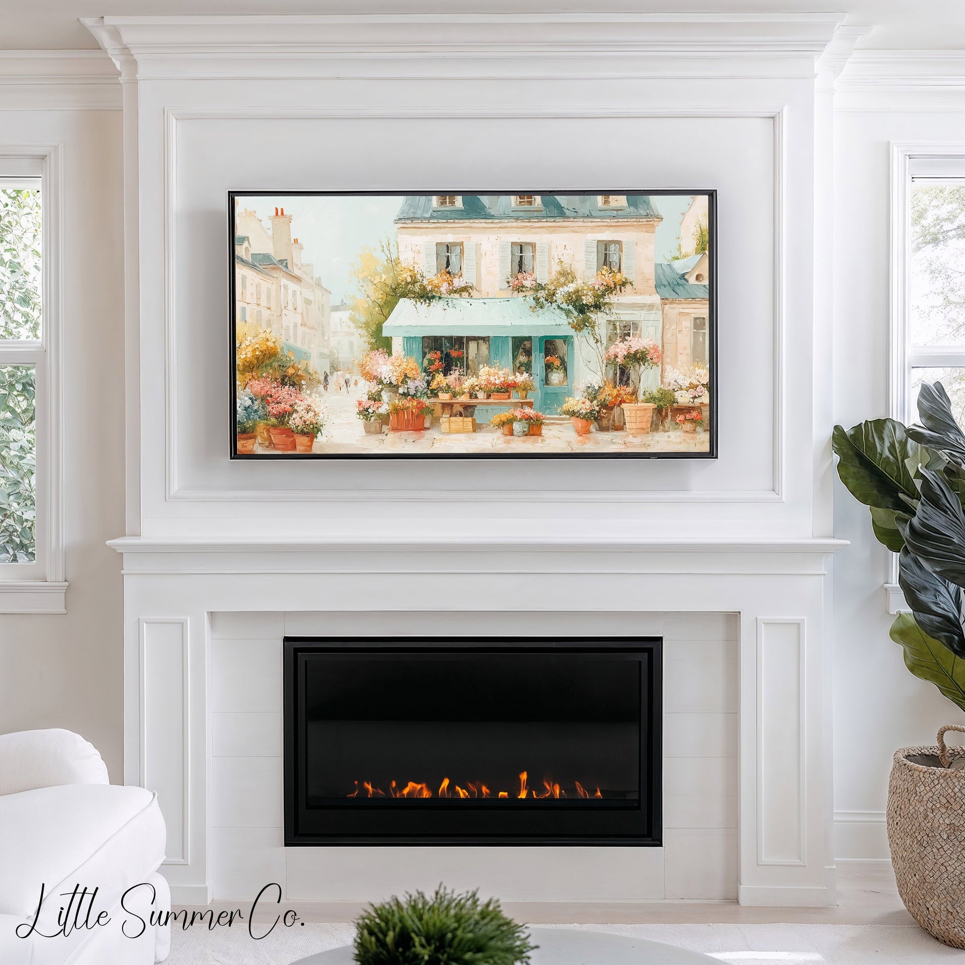 Flower Shop Frame TV Art displayed on a TV