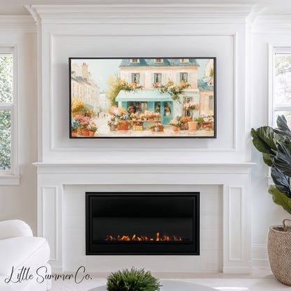 Flower Shop Frame TV Art displayed on a TV