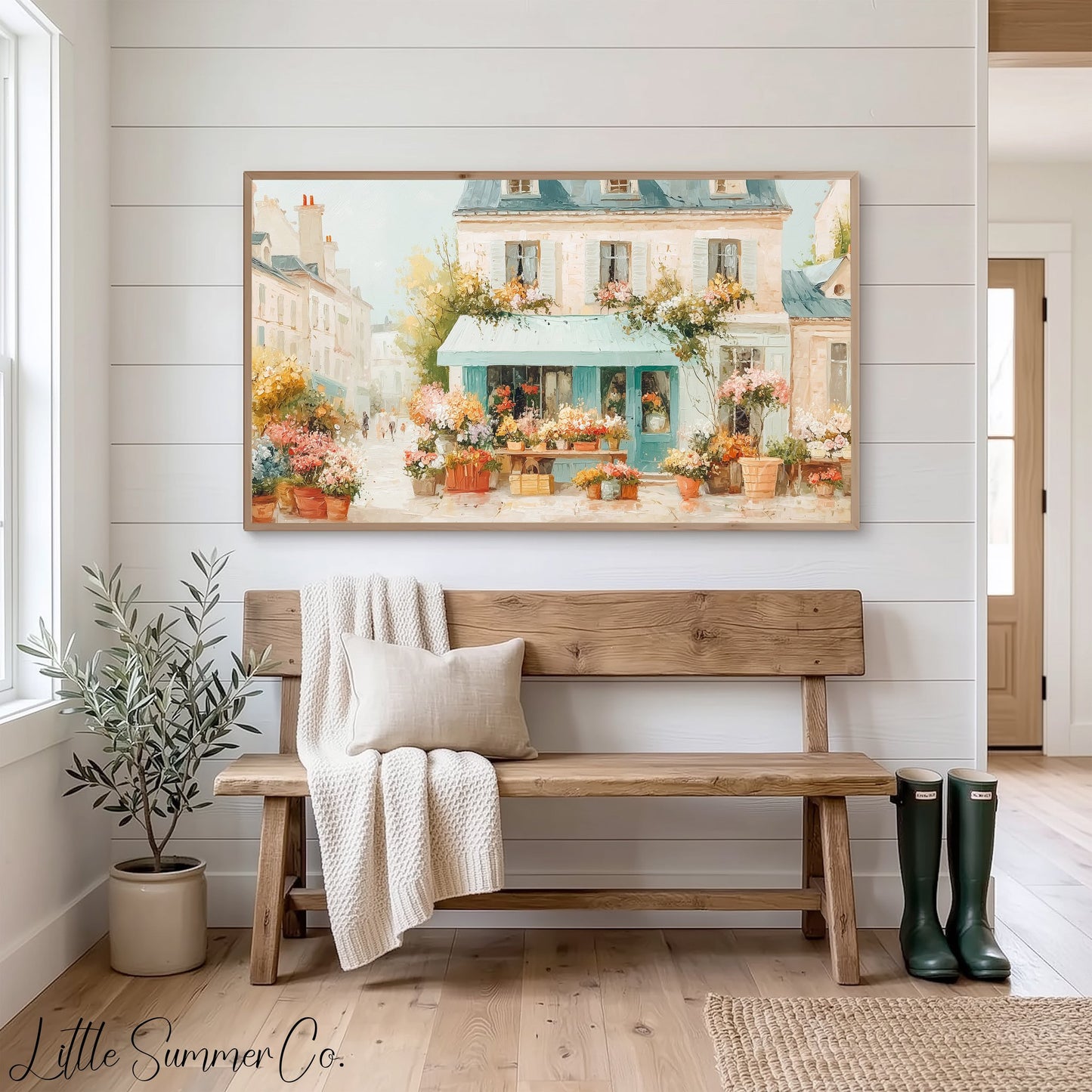 Flower Shop Frame TV Art displayed on a TV