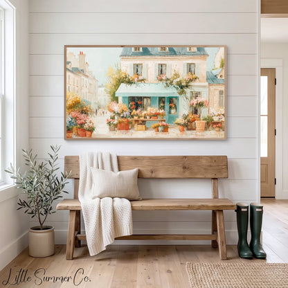 Flower Shop Frame TV Art displayed on a TV
