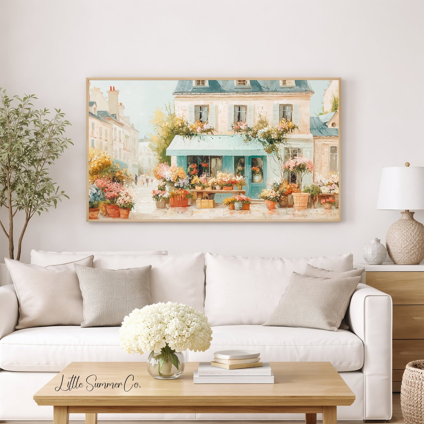 Flower Shop Frame TV Art displayed on a TV