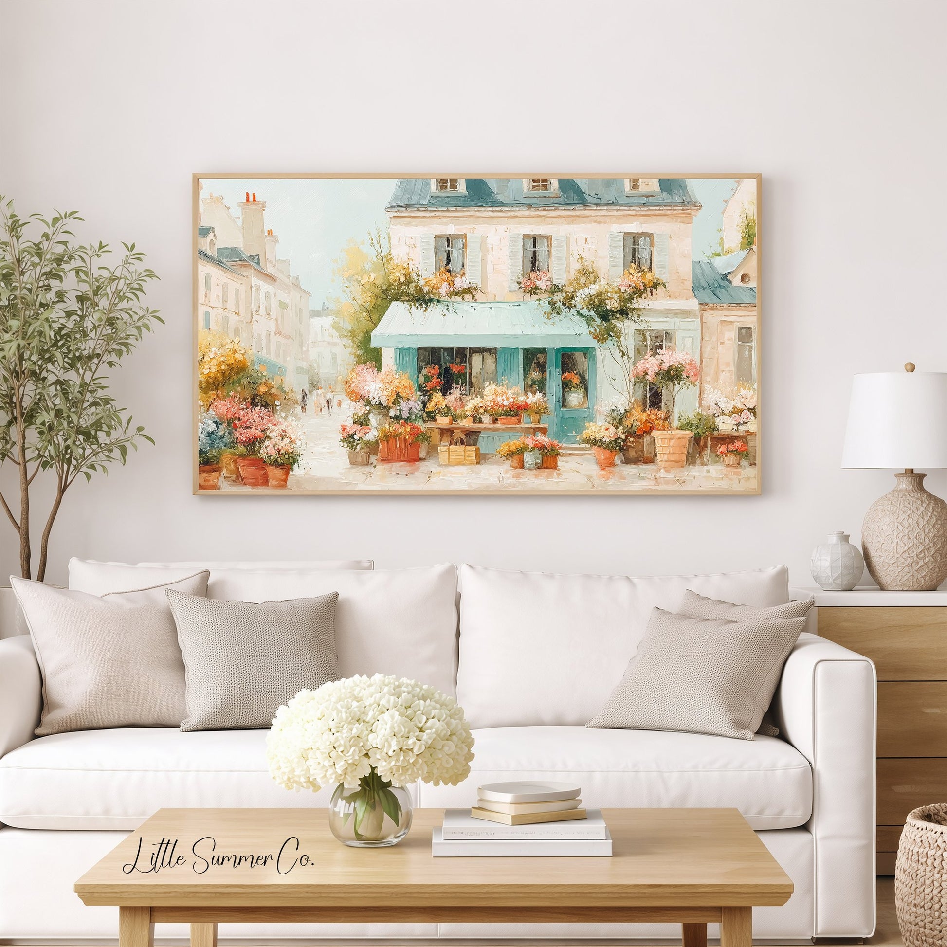 Flower Shop Frame TV Art displayed on a TV