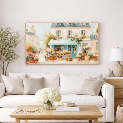 Flower Shop Frame TV Art displayed on a TV